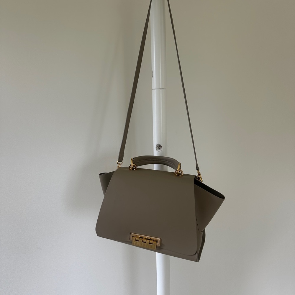 Zac Posen Tan Satchel with Geometric Design